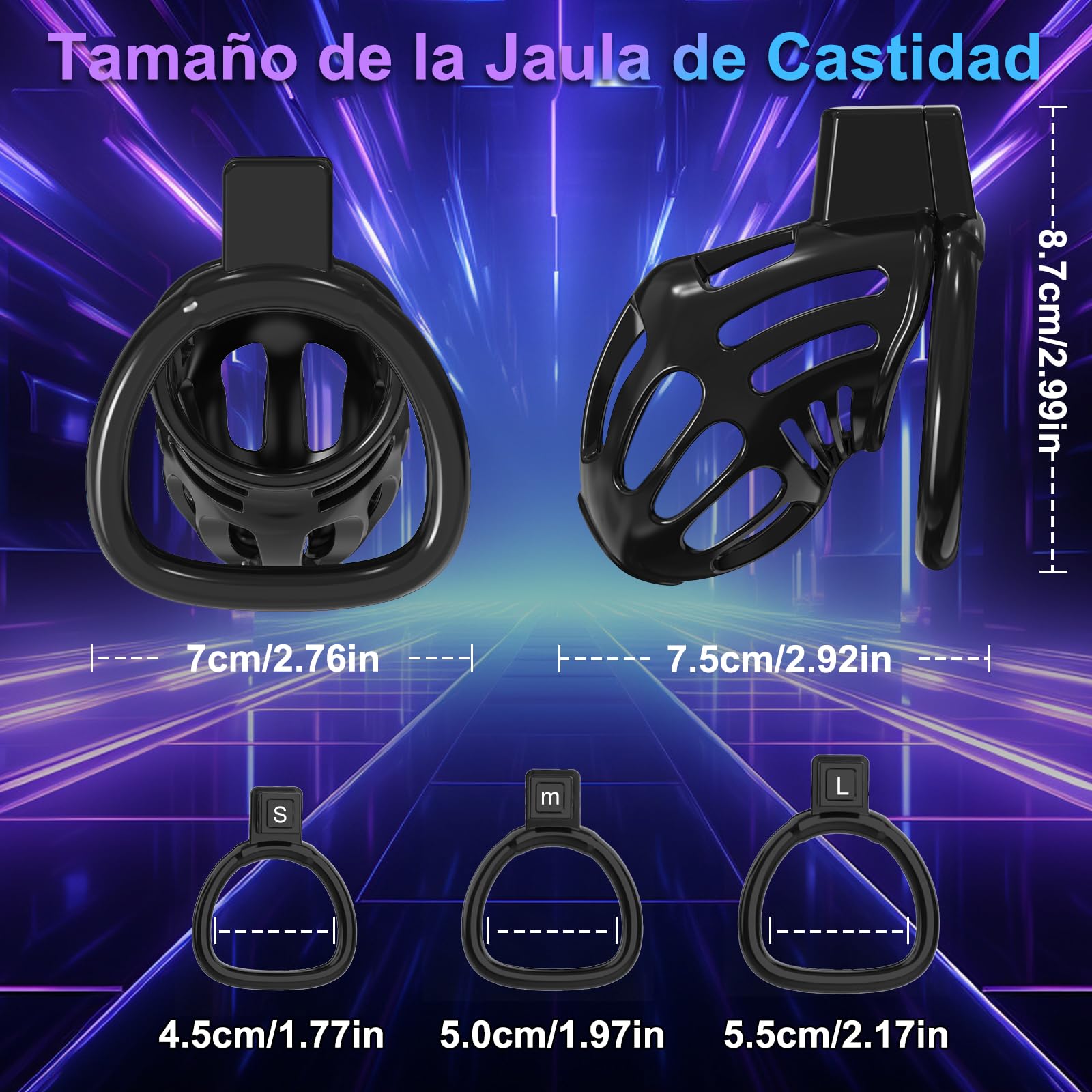 Jaulas de Pene Juguetes Sexuales Pareja - Jaula de Castidad para Pene Chastity Cage Hombre con 3 Anillos Pene Masculino Ereccion Extraíbles, Juguetes Eróticos para Pareja Sexuales SM Bondage Kit