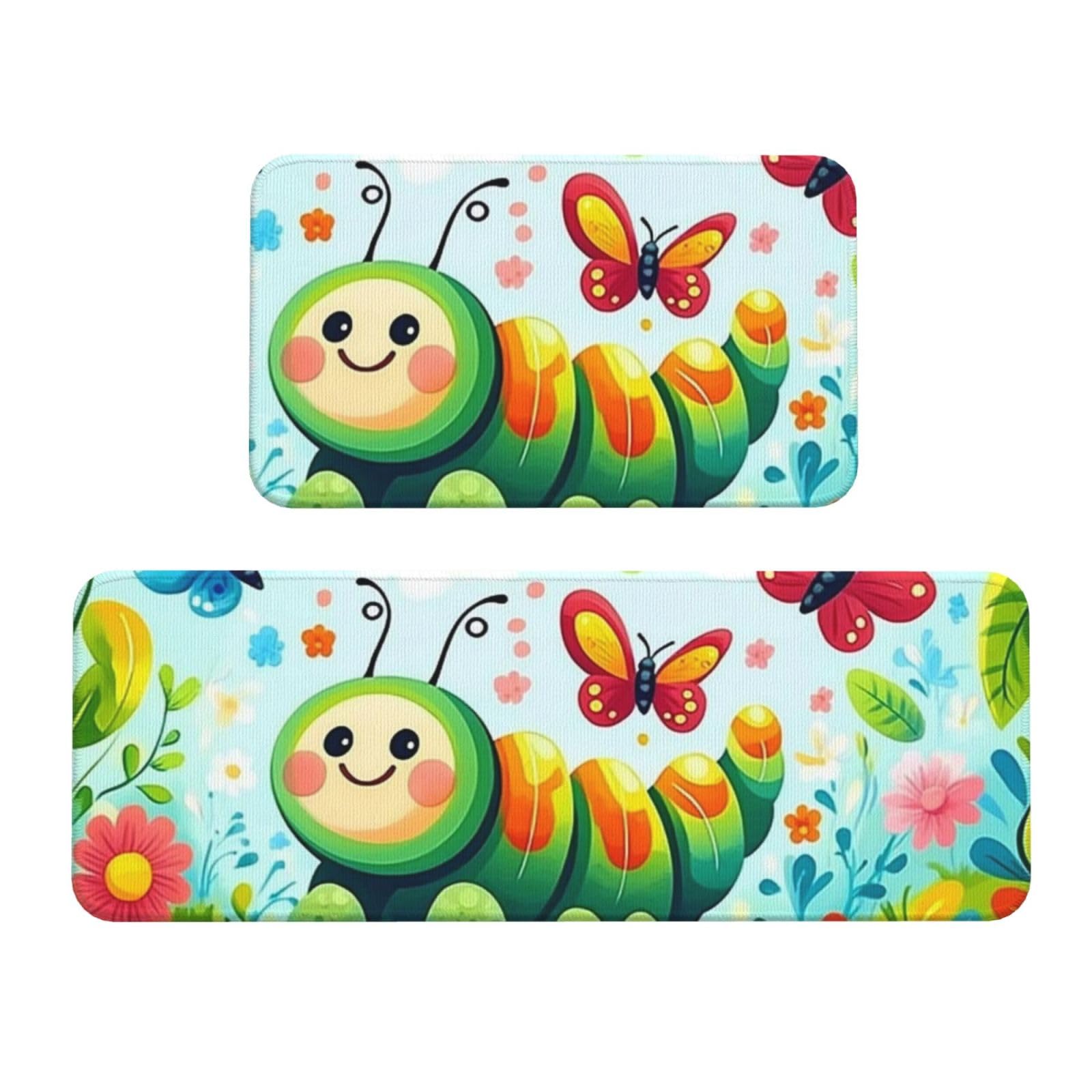 Tapetes de cocina antideslizantes Happy Caterpillar para cocinar sin dolor