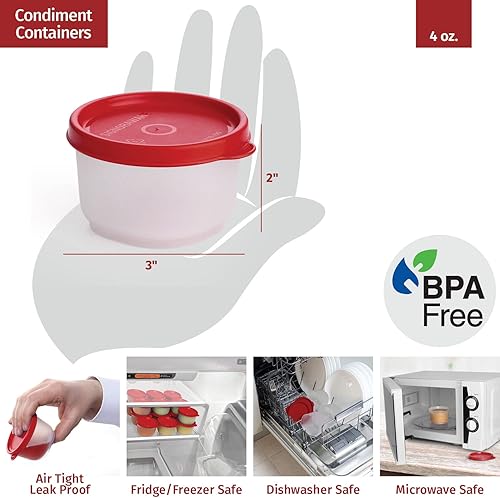 Miniatura 2 de SIGNORA WARE Juego de 8 contenedores reutilizables de plástico para almacenamiento de alimentos, 4 oz. Contenedores apilables herméticos a prueba de