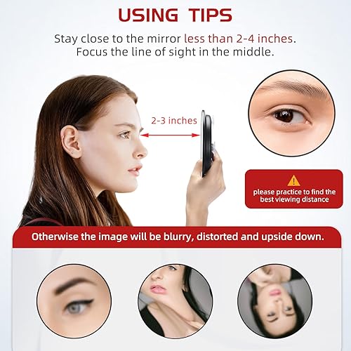 Miniatura 3 de Kit de espejo de aumento y pinzas de 20X, espejo de maquillaje redondo de 6 pulgadas, aumento 20X, espejo compacto de 3 ventosas, lupa, juego de