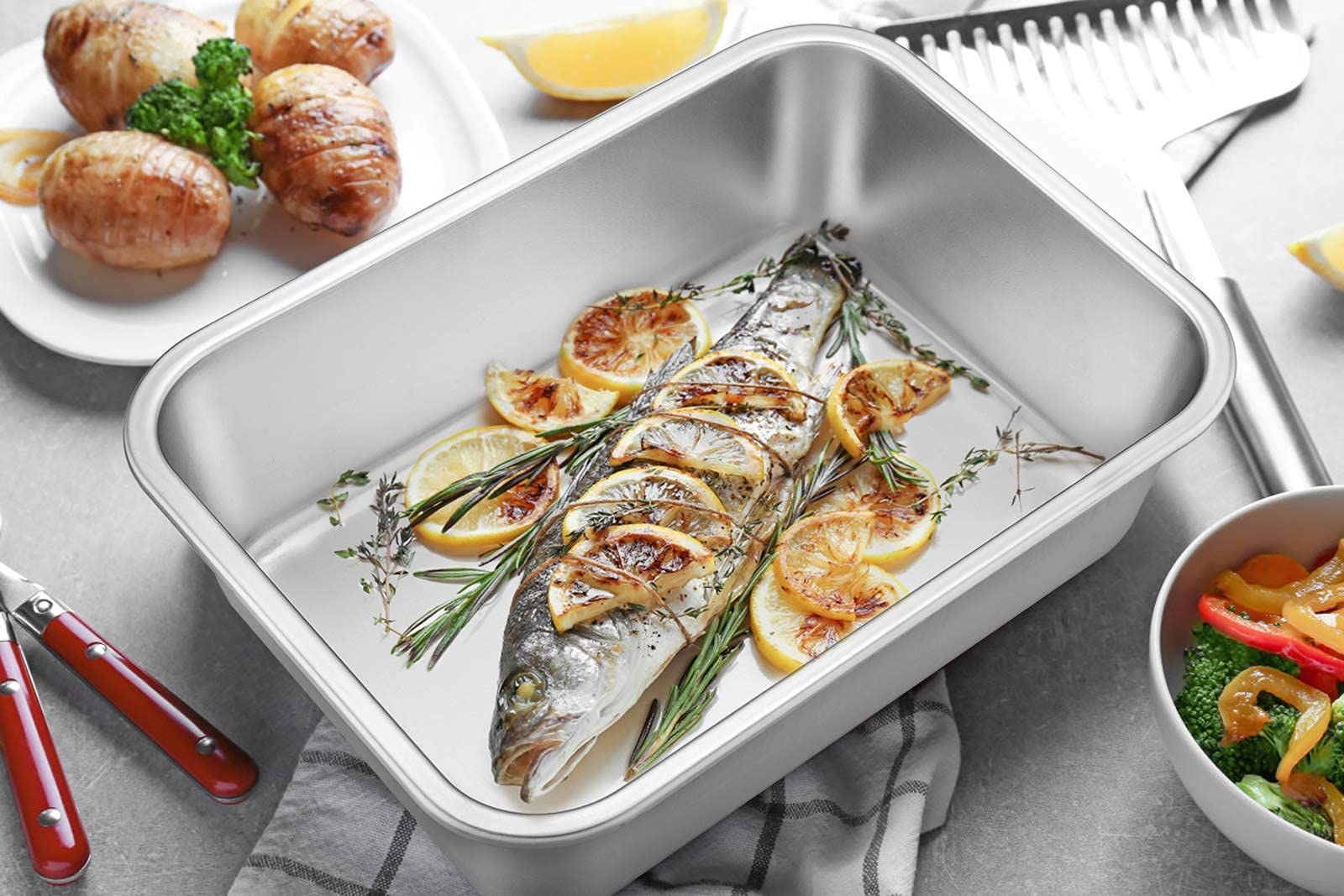 Teglia Forno Acciaio Inox Joyfair | 32x25x8cm | Per Lasagne E Brownies | Lavabile In Lavastoviglie