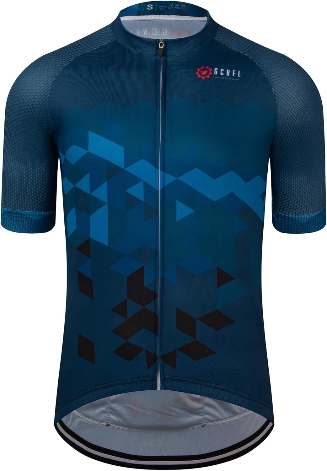 GCRFL Men's Cycling Jersey Short Sleeve Biking Shirt with 3 Rear Pockets + Zipper Pocket Breathable Quick Dry Bicycle Jersey