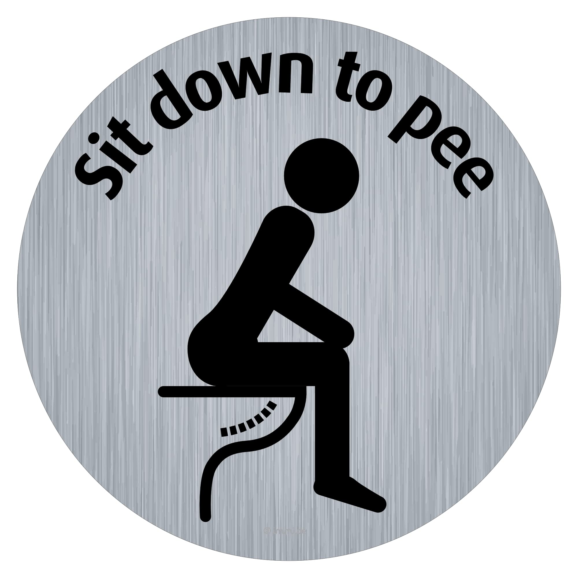 immi Piktogramm Aufkleber, Edelstahl-Optik, 9,5cmØ (Sit down to pee)