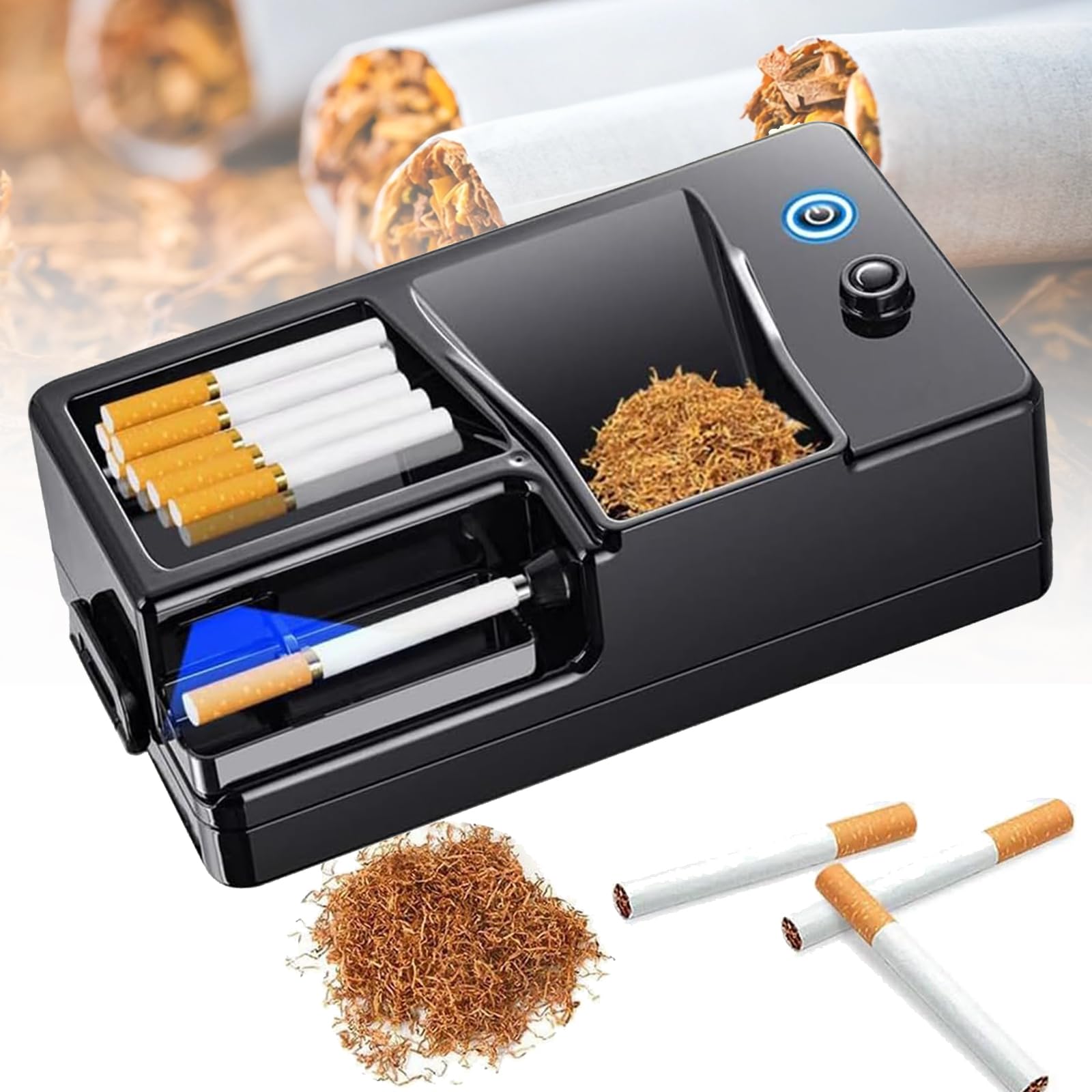Máquina eléctrica automática para liar tabaco, apta para cigarrillos de 6,5 mm/8 mm de diámetro, pausa inteligente por inducción, ajuste de velocidad múltiple para fumadores Factory