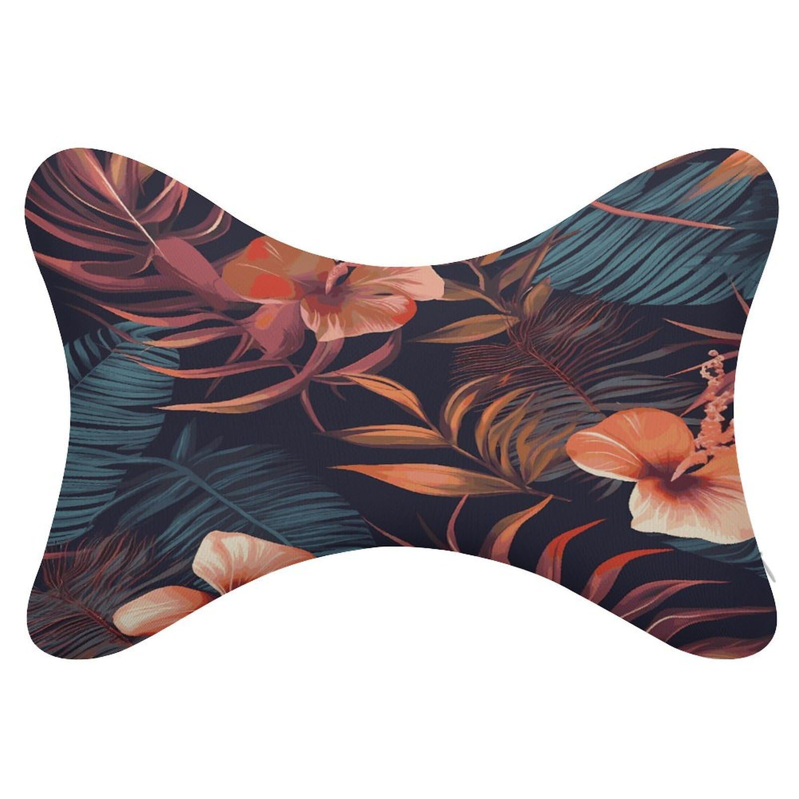 FekiLoot Tropical Flower Car Headrest Set of 2,Softness Memory Foam Car Neck Pillow with Breathable Removable Cover Car Neck Support Pillow Ergonomic for Driving, Office