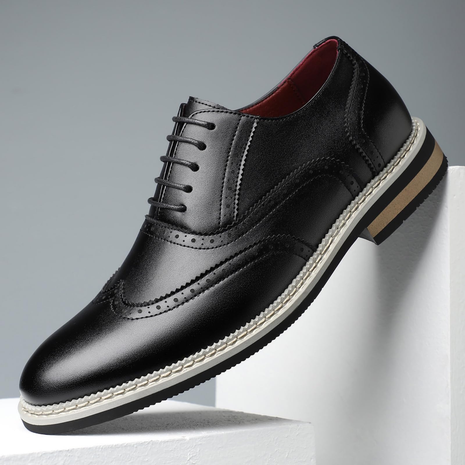 Hixingo Zapatos de Vestir Hombre Piel