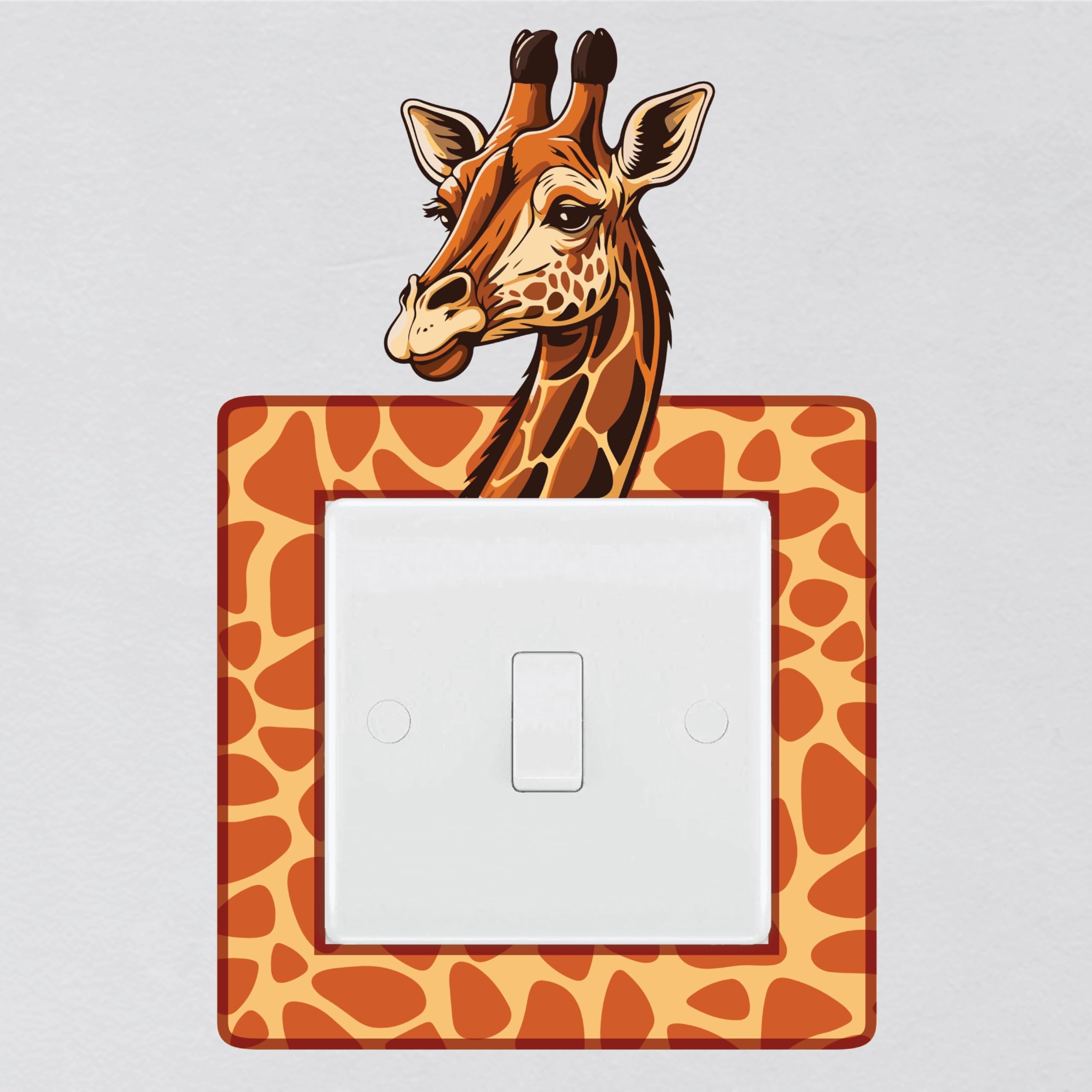 My Pixel Print Boys White Giraffe Animal Light Switch Surround Sticker Nursery Jungle Safari Childrens Decal Wall Art Sticker Vinyl Kids Girl Bedroom Room Decor