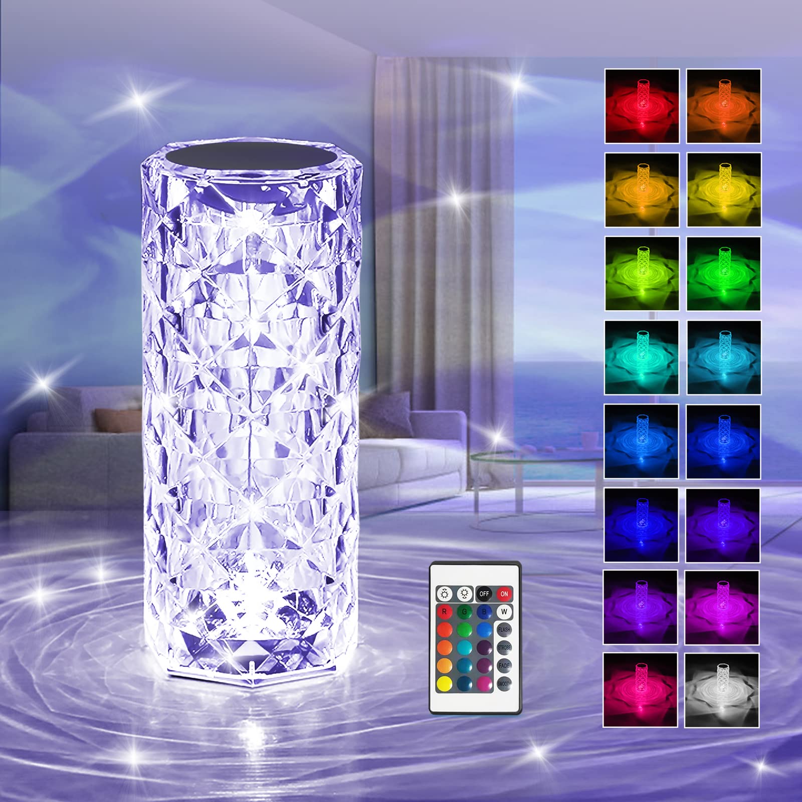 Buy Xubialo Table Lamp,6 Way dimmable Table lamp with 16 RGB Color
