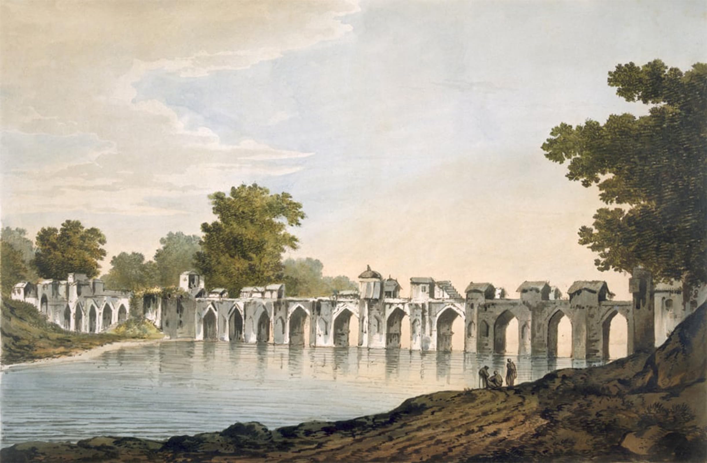 POSTERIIk Famous Modern Artwork Art Mural Pl a View of the Bridge At Ilionpoor Over the River Goomty by William Hodges Oil Paintings Pictures for Home Decor 60x90cm