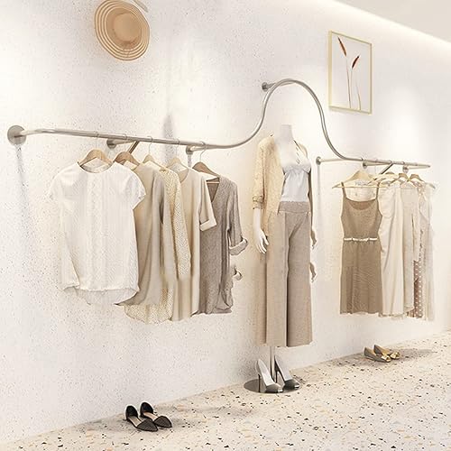 Estante creativo de exhibición de ropa montado en la pared, estante de almacenamiento para tienda minorista, moderno, barra colgante de metal, riel