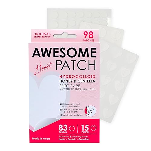 104 parches de espinillas, parches hidrocoloides para el acné para la cara (corazón 98 unidades)
