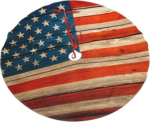 Miniatura 8 de Faldón para árbol de Navidad, Águila calva con bandera americana, fuegos artificiales, patriótico conmemorativo, tapete grande para árbol de