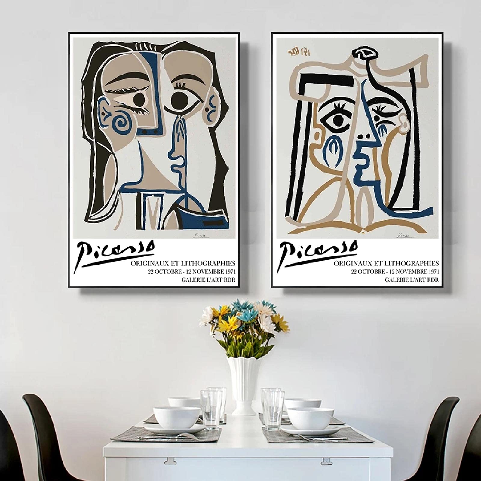 Toile Picasso visage abstrait impression murale haut de gamme 50x70 - 8