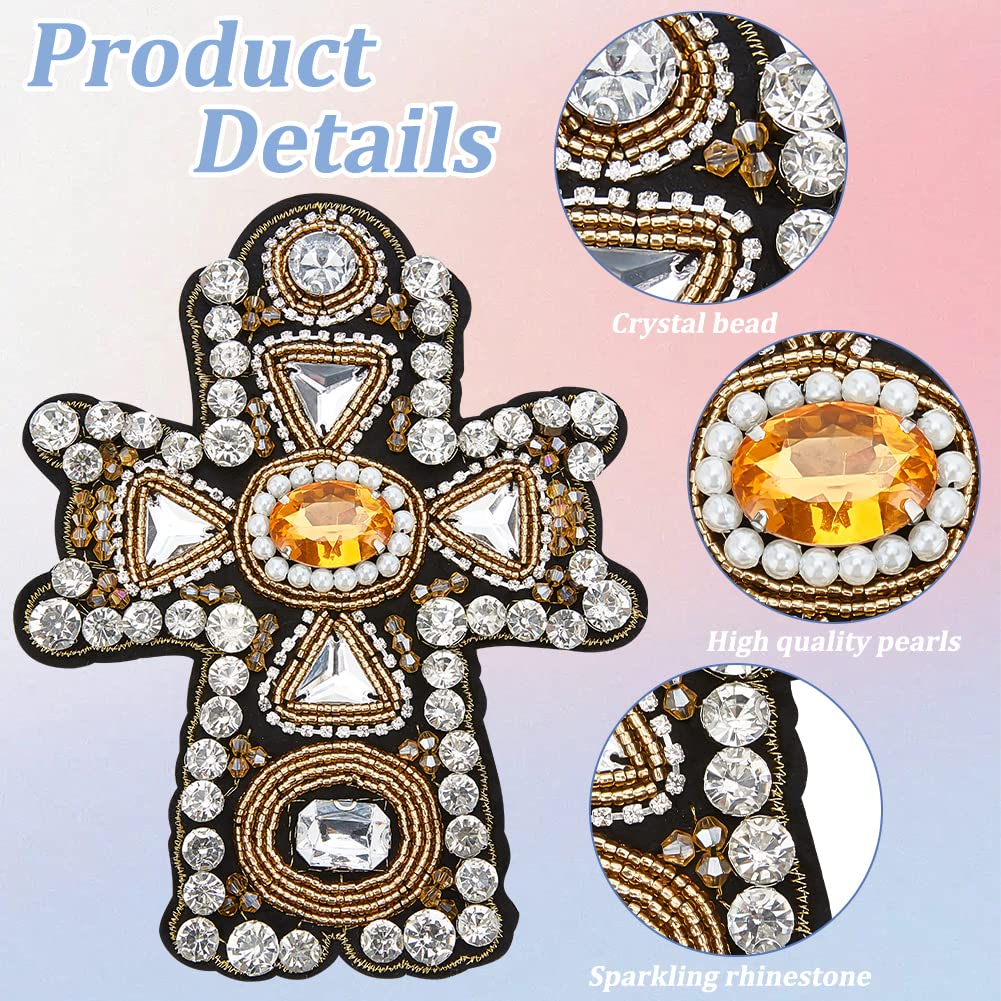 4 Toppe Ricamo Croce Con Strass - Applicazioni Per Vestiti, Borse E Accessori - Foto 8