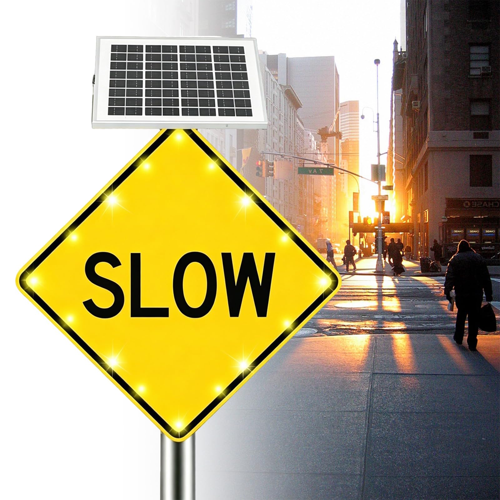 Segnali D'avvertimento Alimentati Solari Della Strada Pedonale con Luce Lampeggiante del LED, non Richiede Cablaggio, Utilizzare All'interno Dell'area Dello Stabilimento