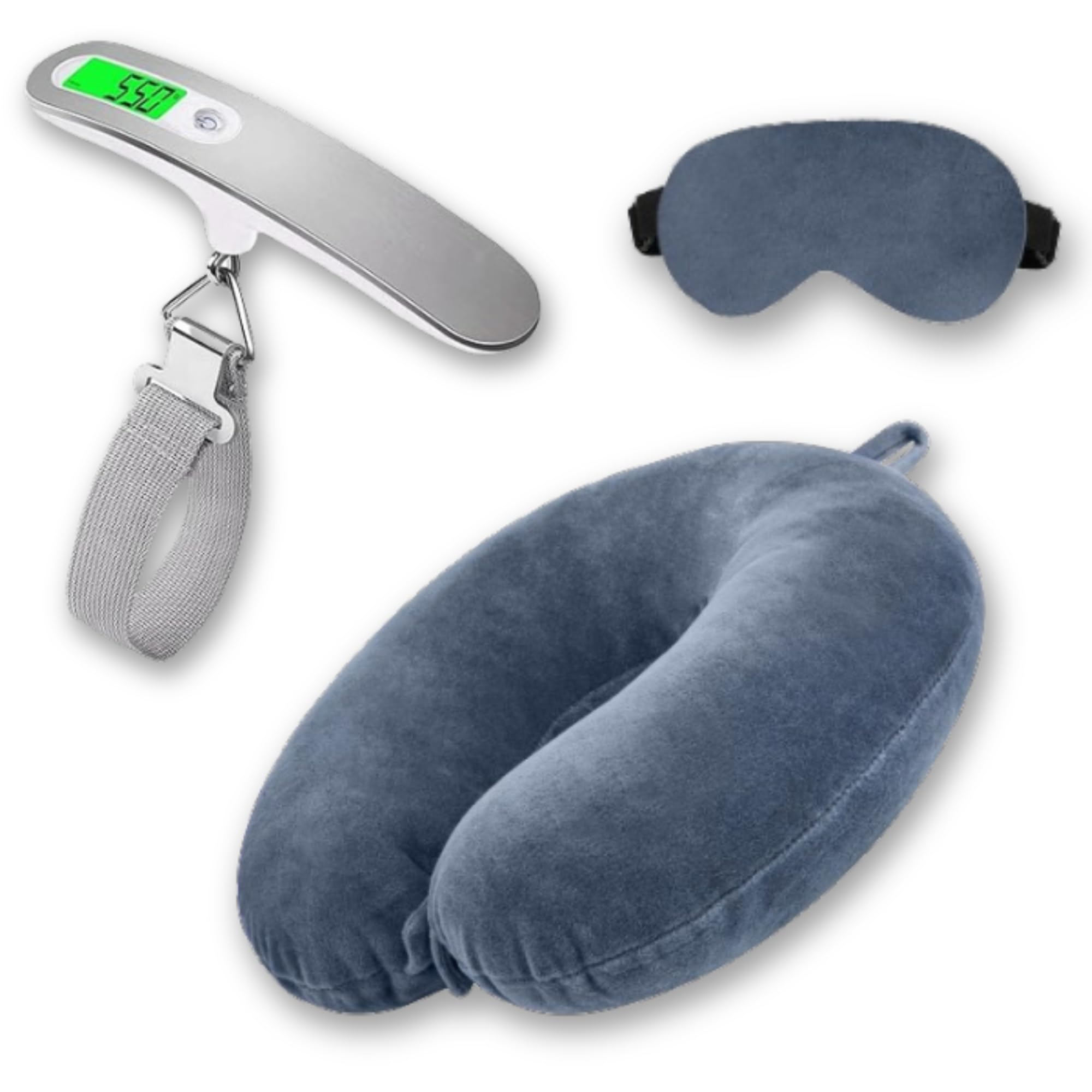 LCD Display Luggage Weighing Scale Accurate Weight Measurement (Weighing Scale + Grey Pillow & Eye Mask)-image-15