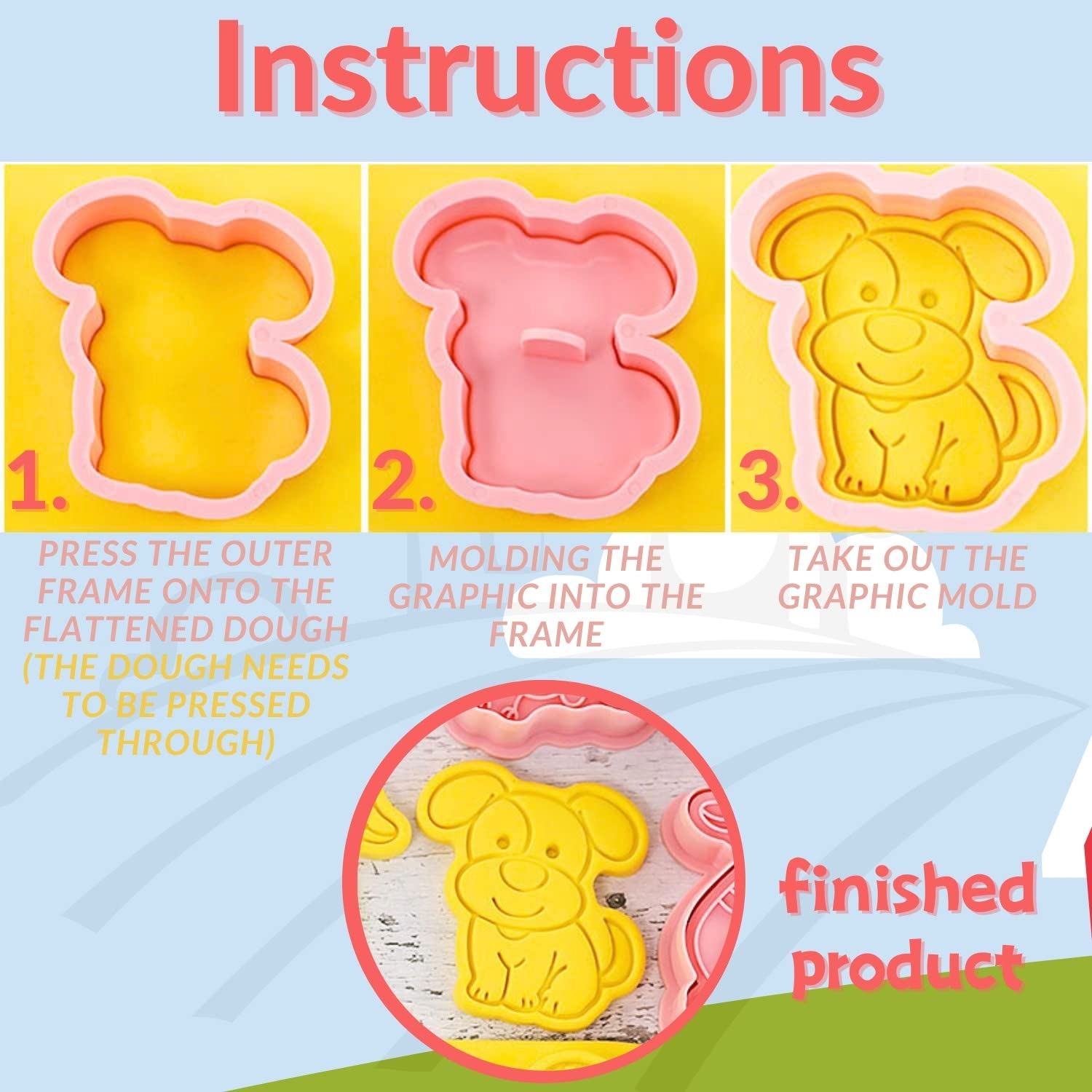 Farm Animal Cookie Cutter Set-8 Plastic Cookie Cutter Stamp- Farm Animal Theme Fun Cookie Mold, Children's Baking Set.(Type B)