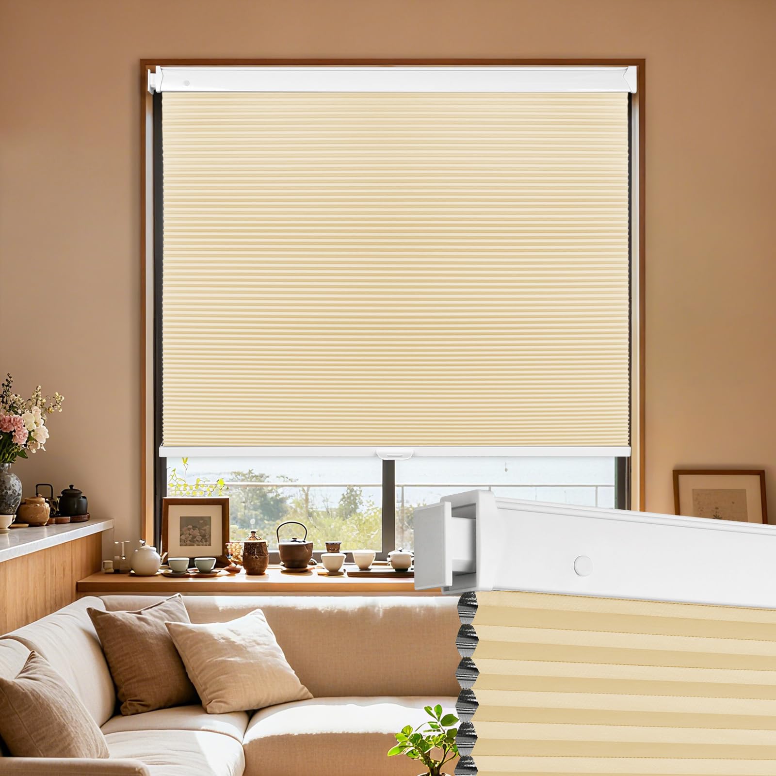 Moodify 電動ハニカムシェード（MD-HSW1-E-W）