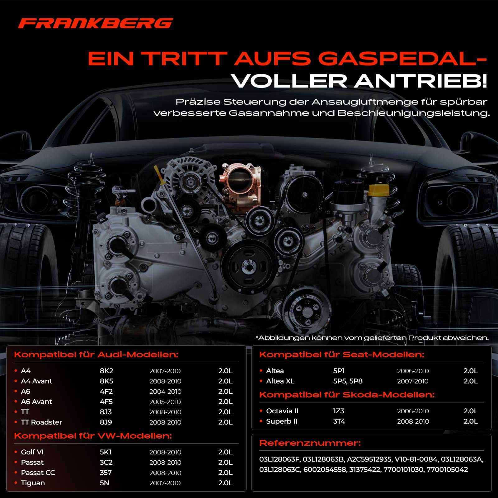 Frankberg Drosselklappenstutzen für A3 A4 A6 TT Altea Octavia II Superb II Golf VI P-a-s-s-a-t T-i-g-u-a-n 2.0 TDi Diesel 2004-2010 03L128063A