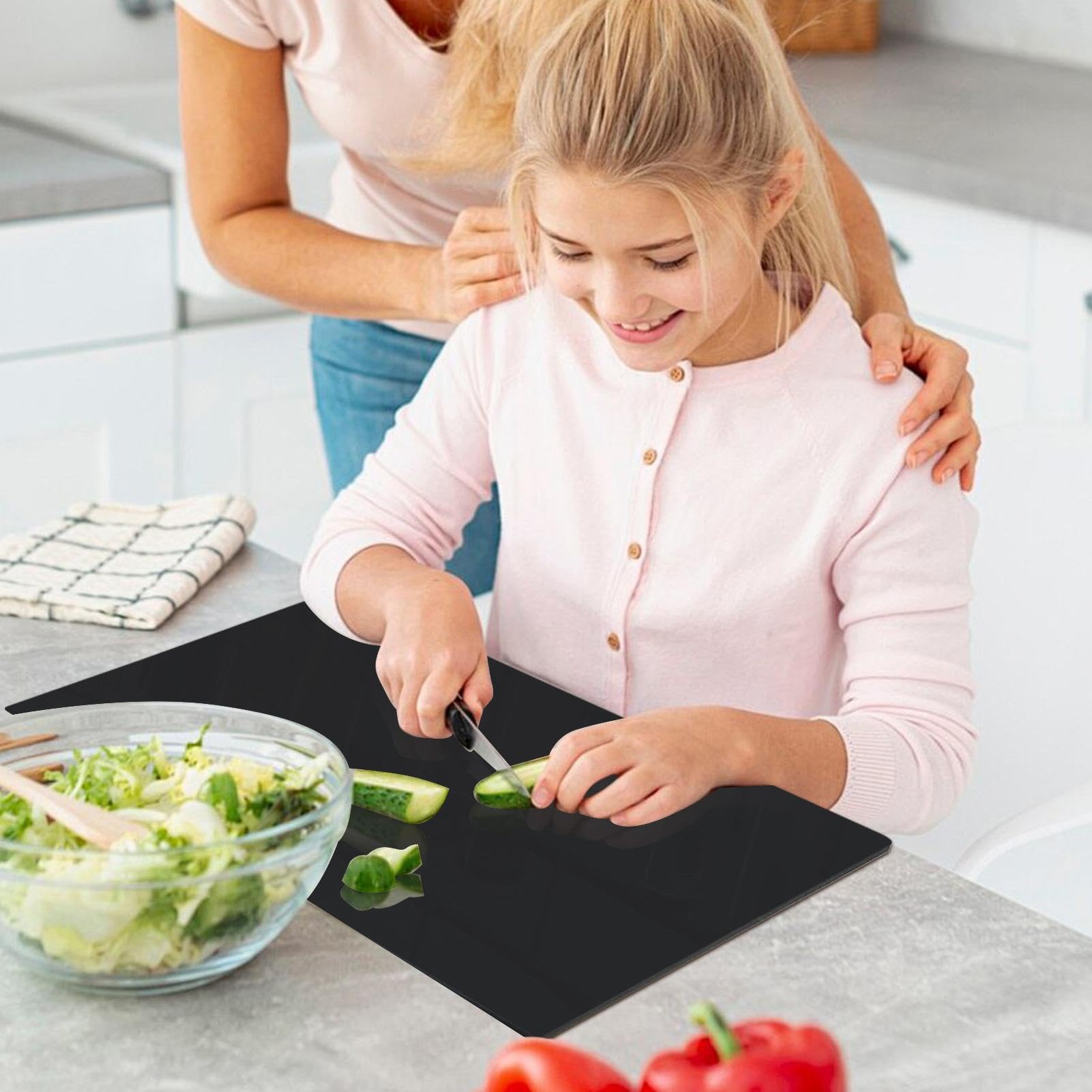 Planche à découper antidérapante en acrylique transparent avec lèvre pour plan de travail de cuisine, protection du plan de travail, maison, restaurant, cuisine, C
