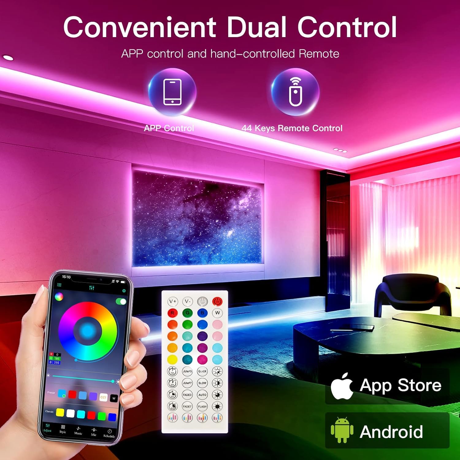 Tiras Led 30 Metros,Luces LED Habitación 20m con Control Remoto y Control de APP, Para Decoración de TV, Techo, Dormitorio,Fiesta, Bares