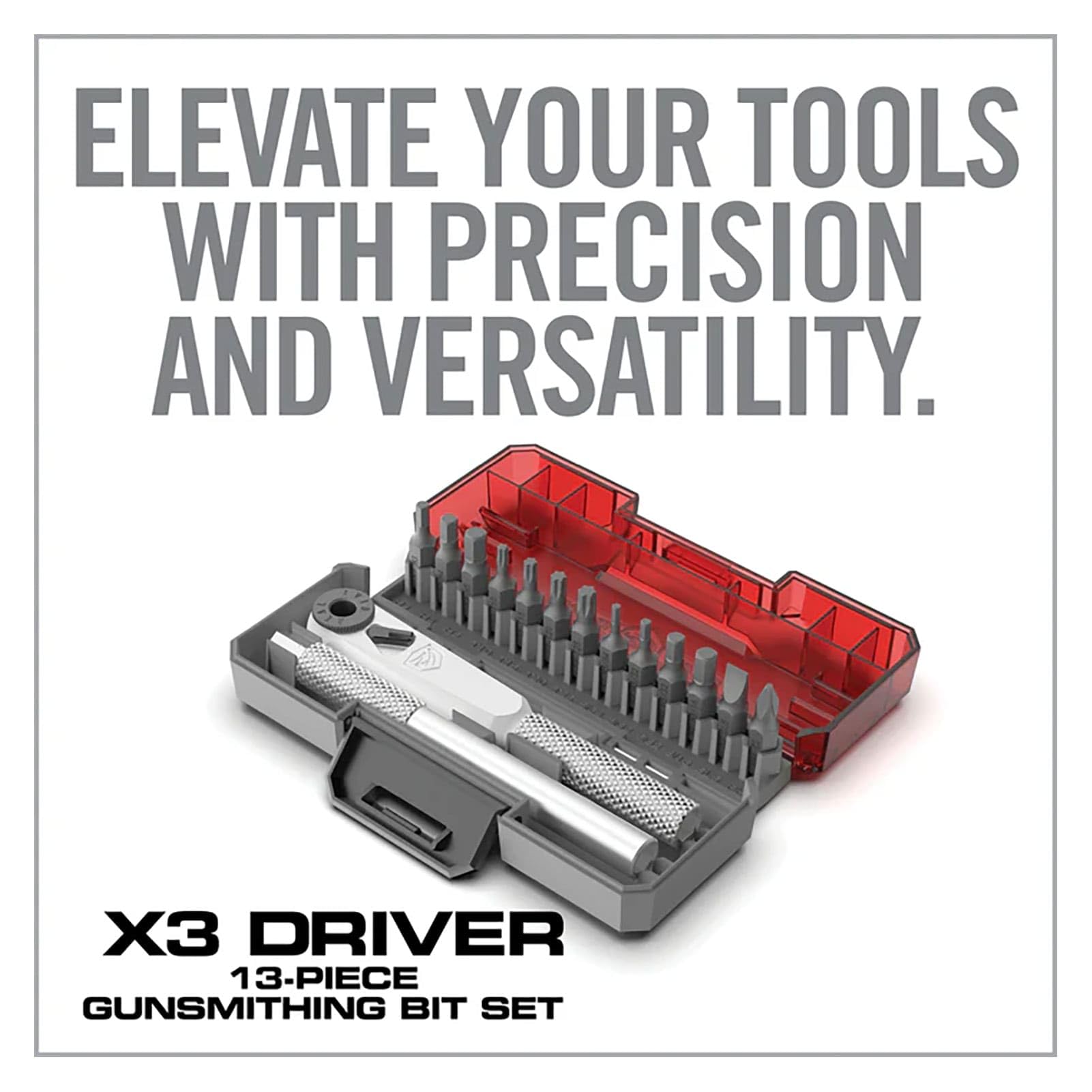Real Avid Set di 3 cacciaviti a cricchetto con 13 bit, driver 3 in 1, impugnatura a T ed estensione, include 4 esagonali, 4 Torx, 3 metrici, 4 esagonali standard e Phillips
