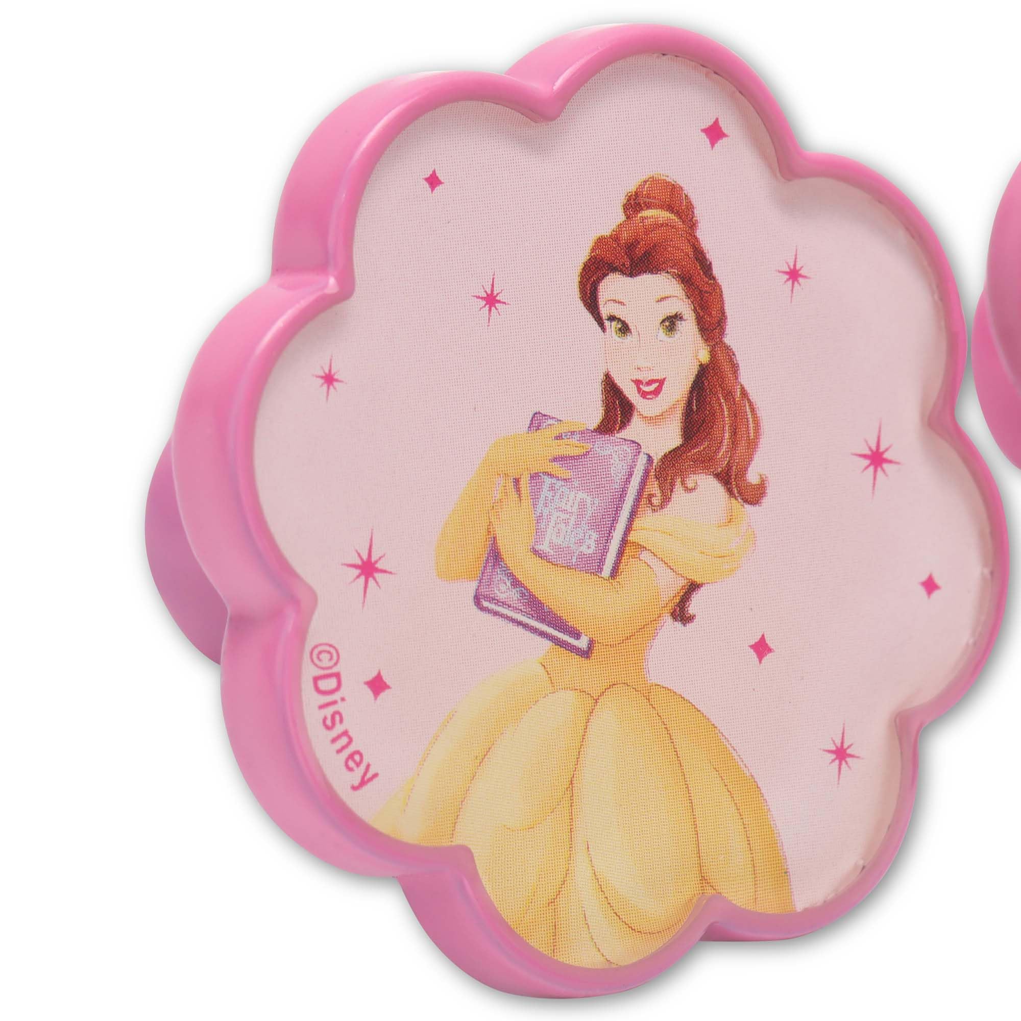 Open Road Brands Disney Beauty and The Beast Belle Acrylic Knobs -  Beautiful Scalloped Princess Knobs for Dresser or Cabinet - Pack of 2