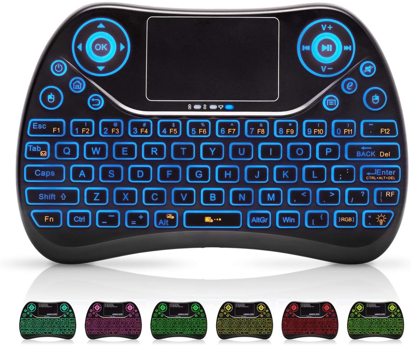 Mini Wireless Keyboard, Remote Keyboard with Multimedia Keys, 2.4GHZ USB Rechargable Android Remote for TV Box, Mini Keyboard for Smart TV,IPTV,PS4,PC