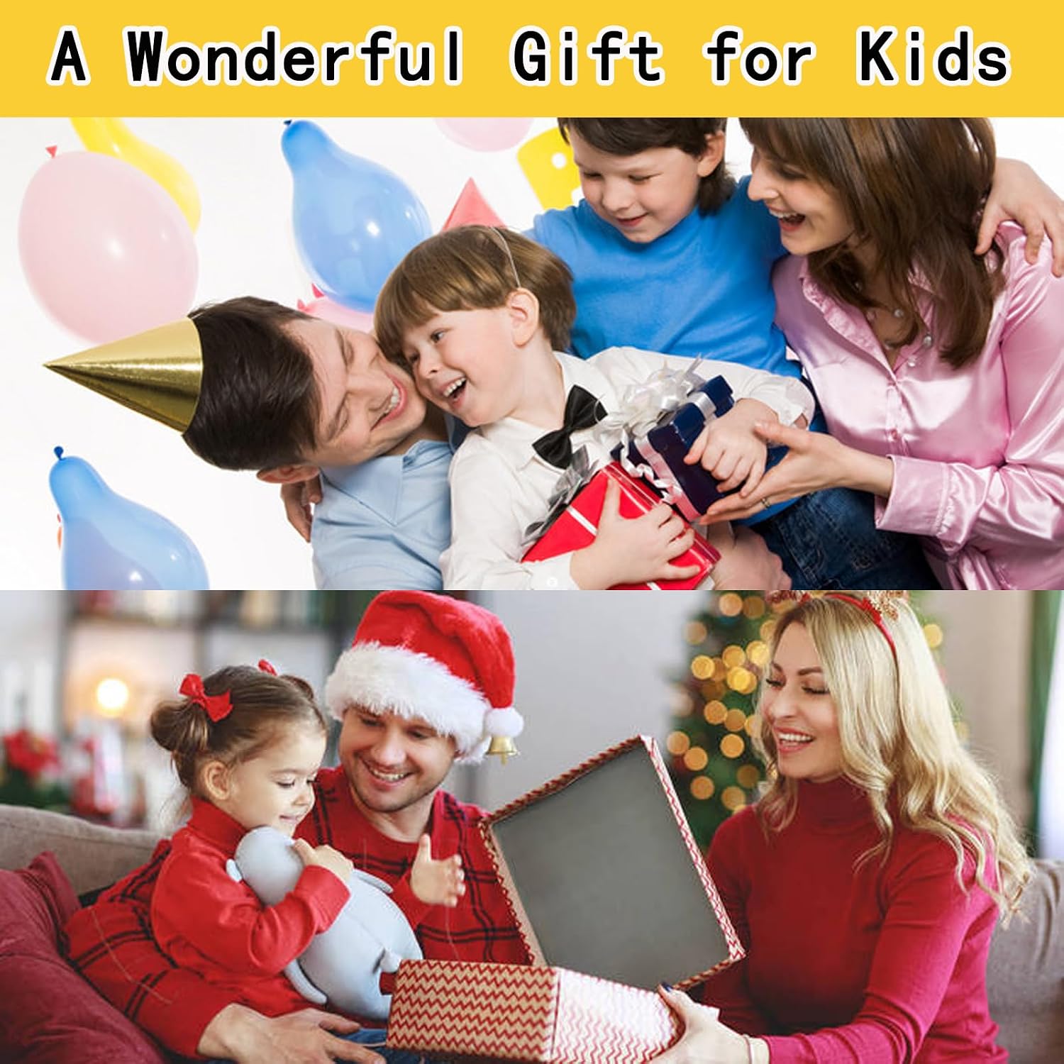 2 Pairs Unisex Kids Fingerless Gloves Half Finger Winter Black Knit Gloves Boys Girls Toddler Mittens for Writing Drawing Playing