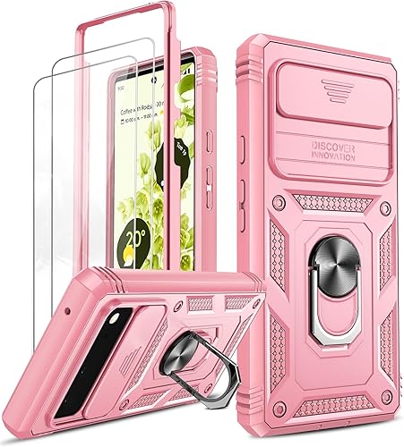 LeYi Funda para Google Pixel 6 Funda para Pixel 6 con cubierta deslizante para cámara + 2 paquetes Protector de pantalla de vidrio templado, funda