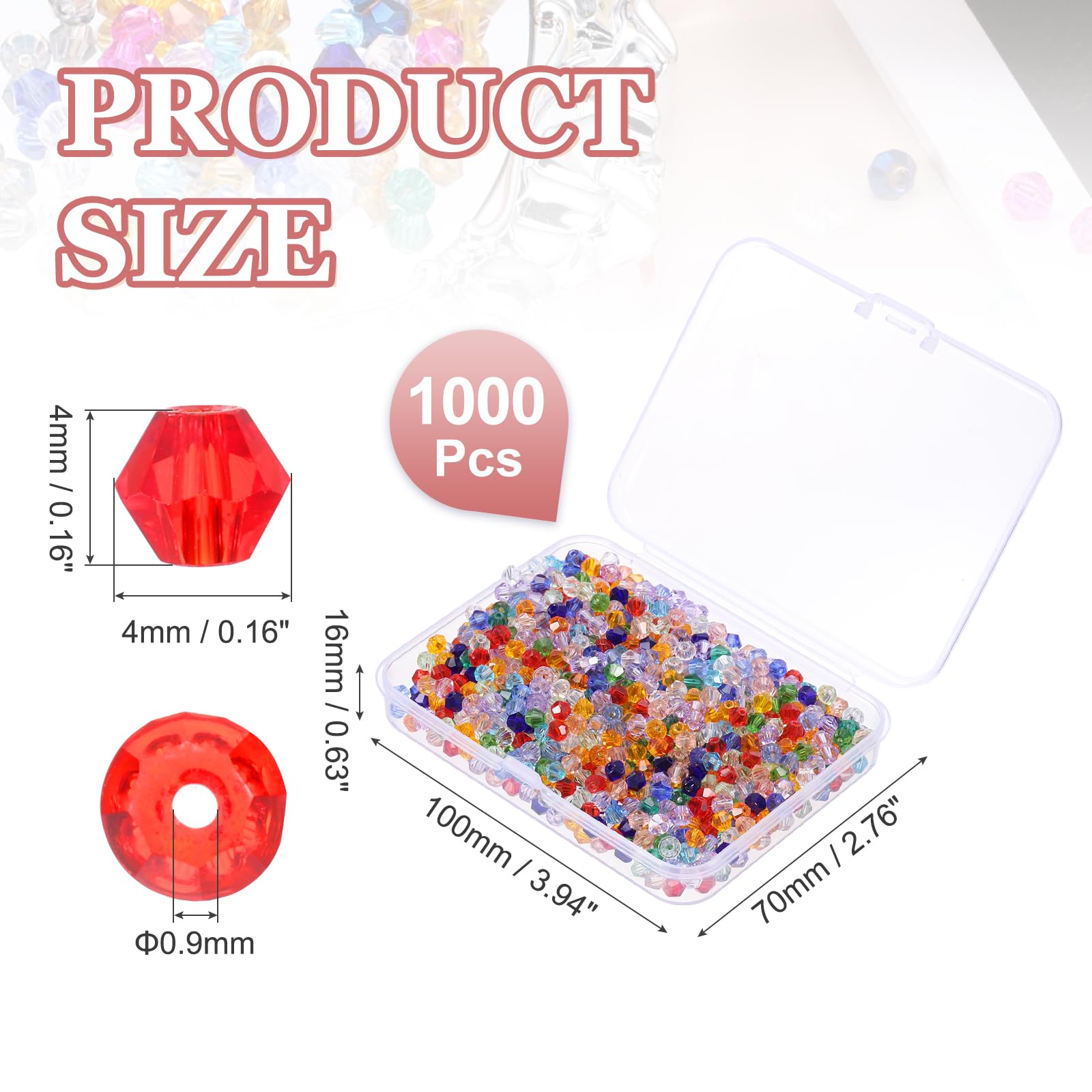 PATIKIL 1000pcs 4mm Bicone Glass Crystal Beads - Image 2