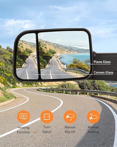 Miniatura 2 de Espejos de remolque con luz de señal de giro calefactada ajustable de potencia para Dodge 1998-2001 para Ram 1500 para Ram 2500 para Ram 3500 para