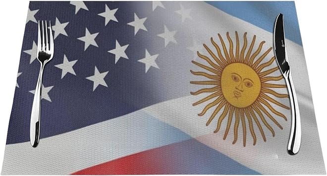 Flag of Argentina and USA Dishes Mat placemats Table Mats Set Table Decor for Party Restaurant Dishware Patio Picnic Decorations 1PC