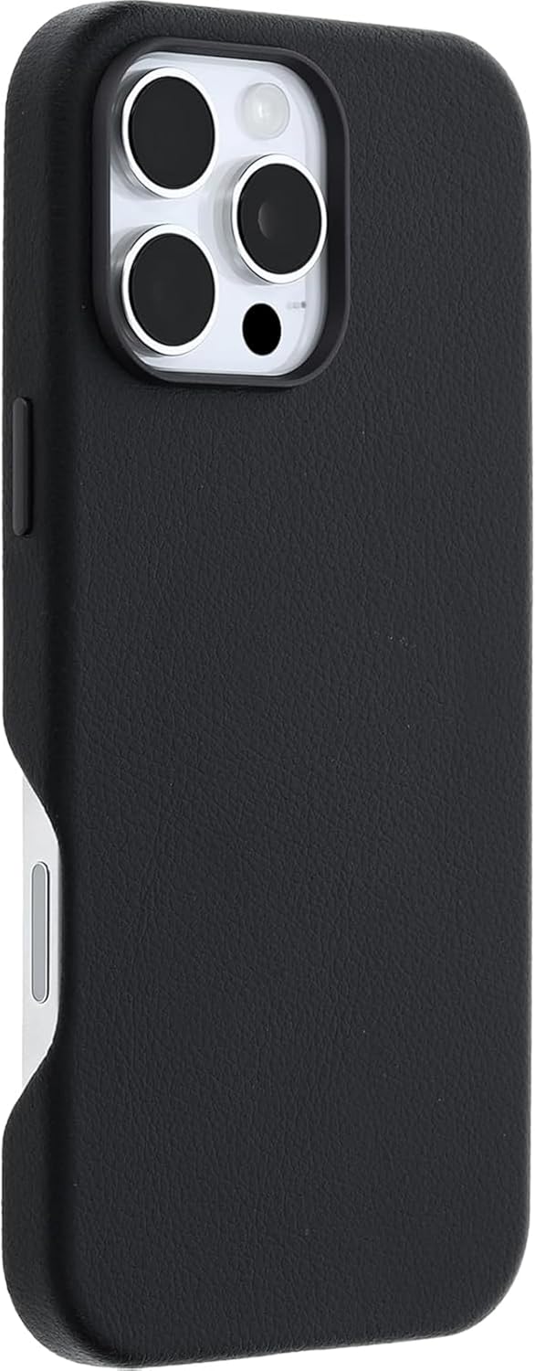 OtterBox Symmetry Series Cactus Leather Case for iPhone 16 Pro Max - Magsafe Compatible - Cleaning Cloth Included - Non Retail Packaging - Noir Ash Black