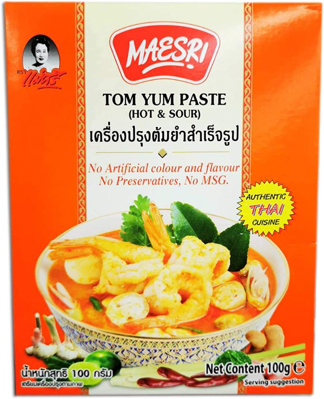 MAESRI TOM YUM PASTE (Hot & Sour) 100g (Pack Of 1) By naveenana shop.