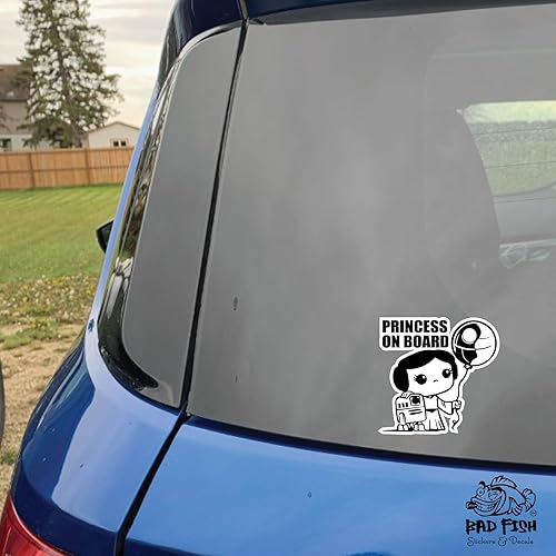 Miniatura 5 de Bad Fish Custom Decals Paquete de 2 calcomanías de princesa a bordo, divertidas y bonitas, vinilo permanente brillante de alta calidad, resistente