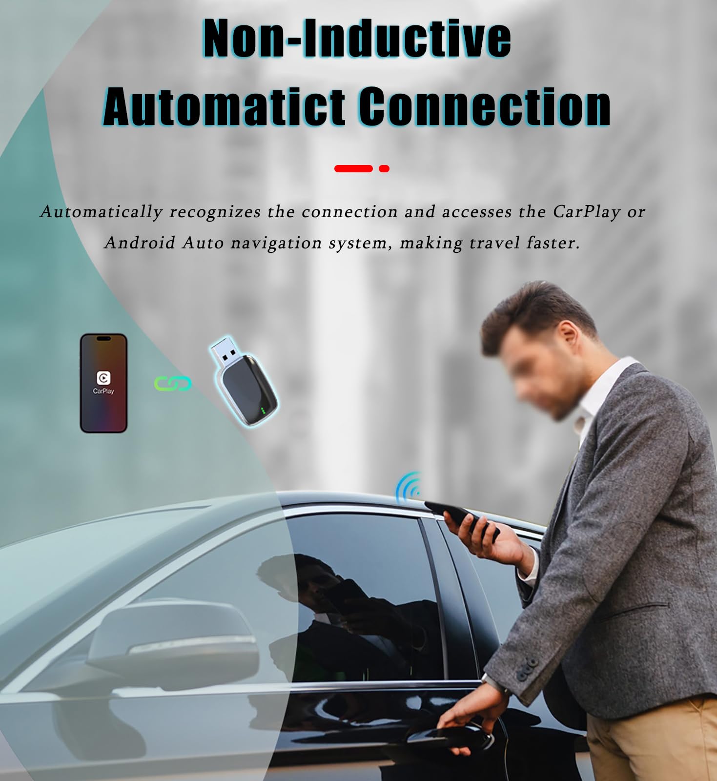 Adattatore CarPlay Wireless per Peugeot 308 (2nd Gen) 2013 2014 2015 2016 2017 2018 2019 2020 2021 2022 2023, Converte CarPlay Cablato in Wireless, Plug & Play con Riconnessione Automatica