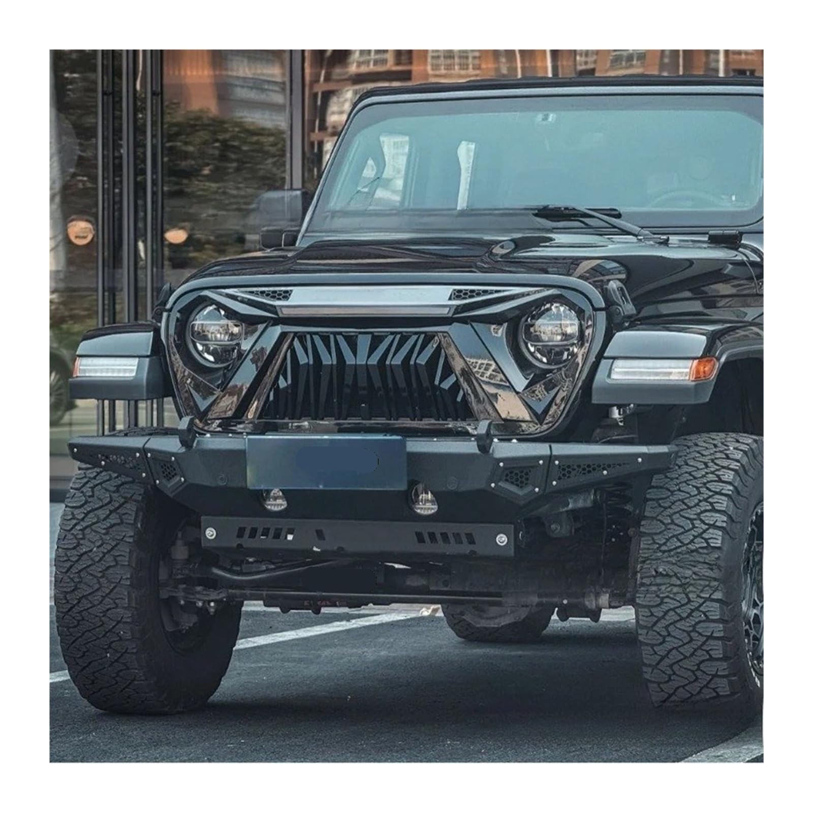 Für Jeep Für Wrangler JL Streamer Grille Restaurierung Zubehör Auto Front Grill Zubehör(Schwarz)