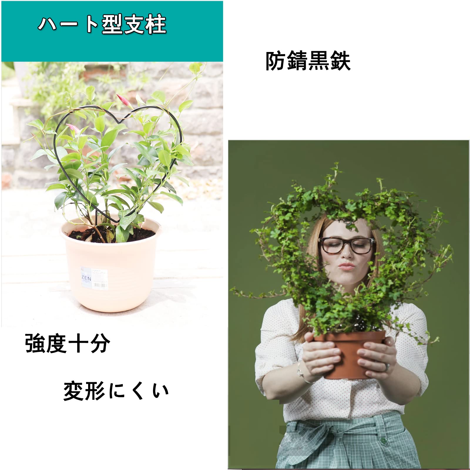 Amazon | Vanow 園芸支柱*2 32cm*23cm ハート型支柱 観葉用 DIY 植物