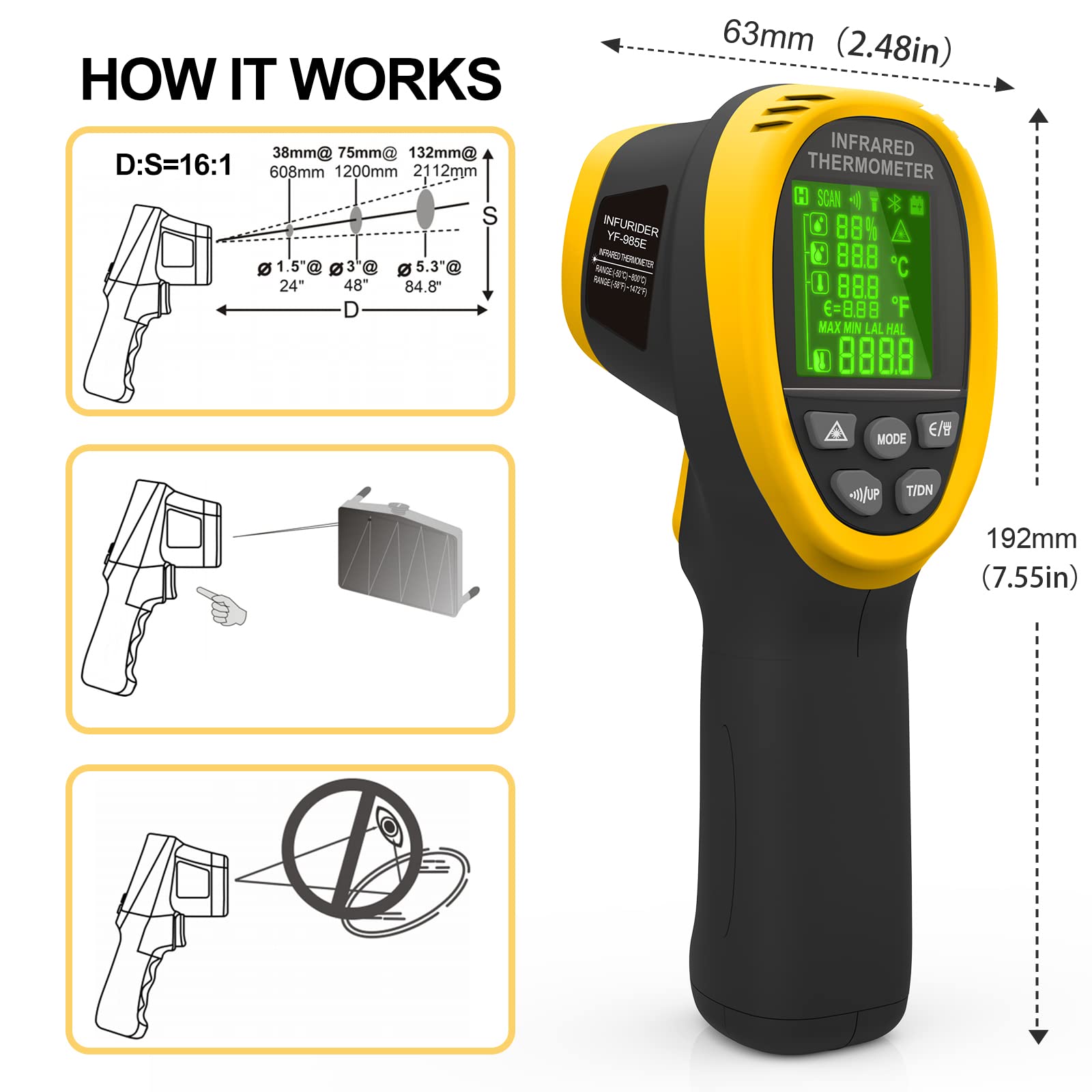 Snapklik.com : Digital Infrared Thermometer -58 To 1472INFURIDER 985E ...