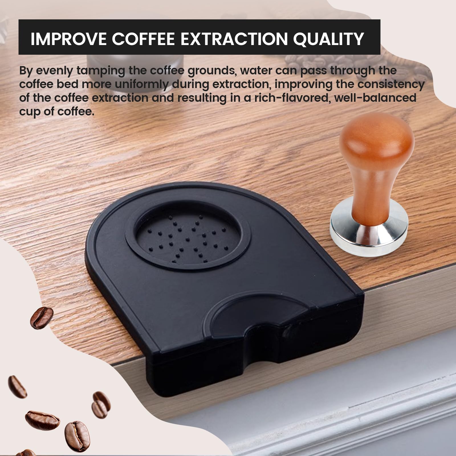 2-częściowy zestaw tamper do kawy 51 mm, tamper do espresso z matą do tampera, tamper do kawy ze stali szlachetnej, stempel do espresso dla narzędzi baristy, do domu, kuchni, baru, kawiarni