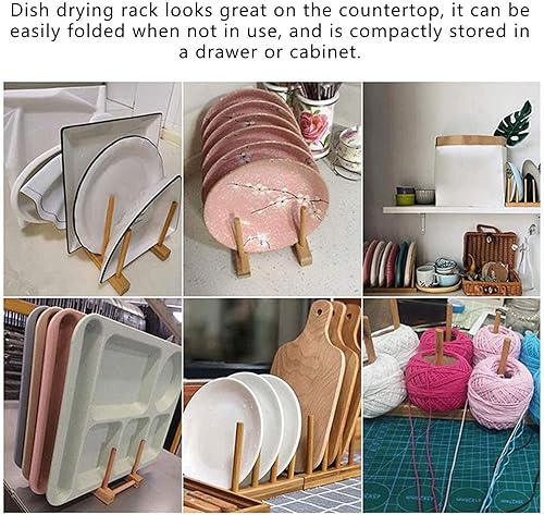 Miniatura 4 de Estante de madera para platos de 3 piezas, soporte para tapa de olla, organizador de gabinete de cocina para tazón, taza, tabla de cortar, tapa de