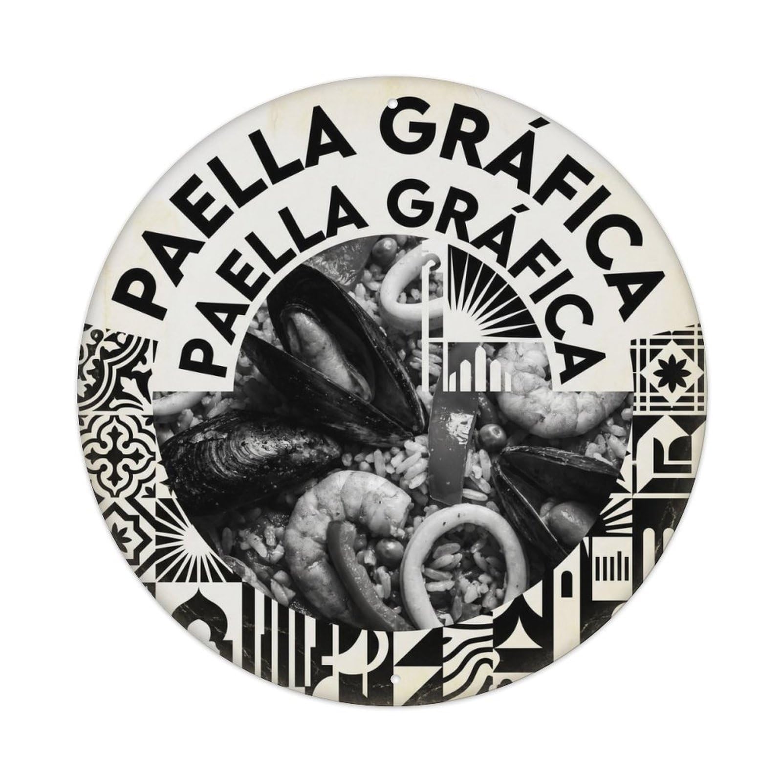 Paella Natural Monochrome Mediterranean Food Metal Tin Sign