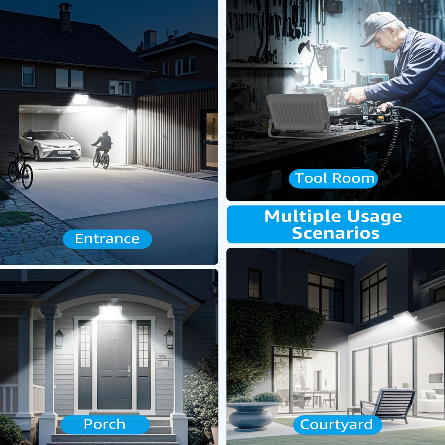 Aigostar Foco LED Exterior 50w, 4500LM Foco Proyector LED, IP65 Impermeable Luz de Seguridad, Luz blanca 6500K Luces led exterior, Para Jardín, Patio, Garaje, Paquete de 2