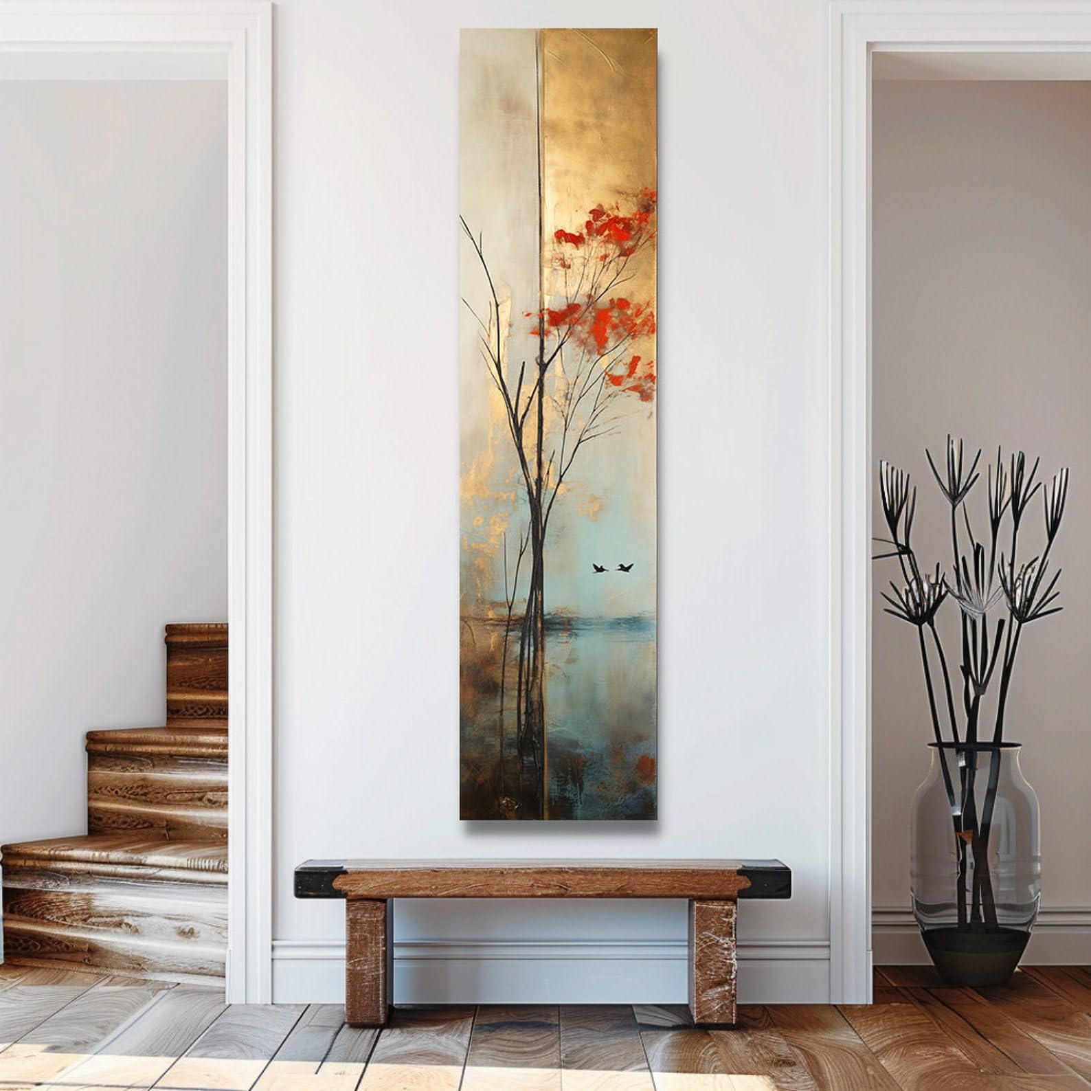 XINBAO Long Narrow Canvas Wall Art, Tall Narrow wall art, Vertical Wall Art, Large vertical wall art, Print, Canvas(35x105cm/Frameless)