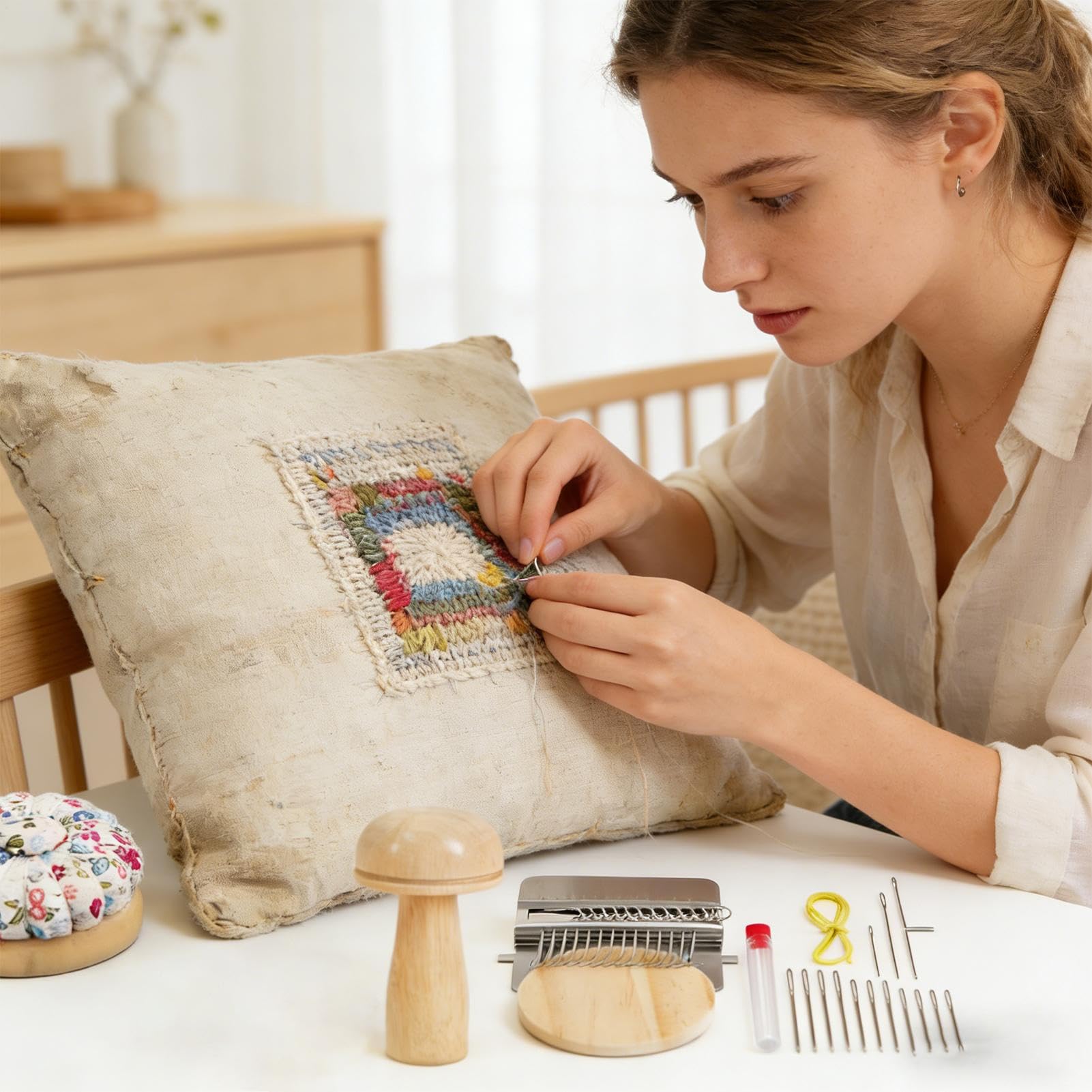Kit De Recogida De Calcetines - Suministros De Herramientas De Tejer | Con 14 Ganchos, 14 Agujas, 50 Colores De Para Reanudar Y Kit De Tejido, Principiantes, Abuelos, Madres, Suéter Bufanda En T