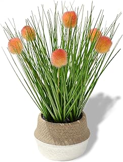 フェイクグリーン アリウム 造花 インテリア おしゃれ 人工 観葉植物 卓上 おしゃれ 鉢 フェイク 人口植物 インテリア雑貨 室内用 (ピンクオレンジ)