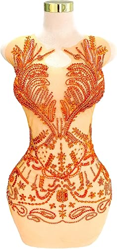 Miniatura 9 de Grandes parches de cristal con cuentas hechas a mano con diseños de apliques de diamantes de imitación para vestido formal de baile (L18-silverAB)