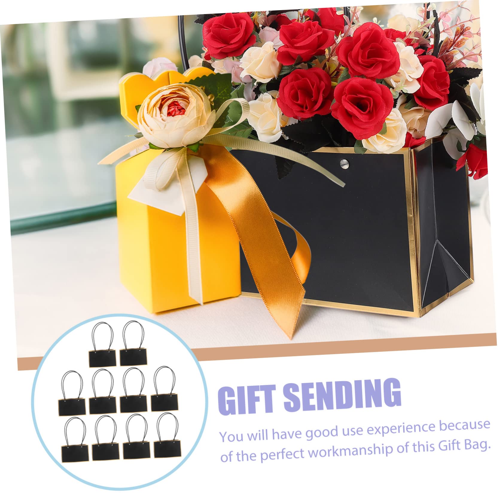 COLLBATH 10pezzi Borse Per Bouquet Con Sacchetti Per Fiori Porta Bouquet Kraft Nero Con Regali e