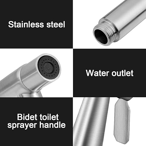 Miniatura 3 de Juego de 2 cabezales rociadores de bidé de acero inoxidable para limpieza de baño, cocina y inodoro